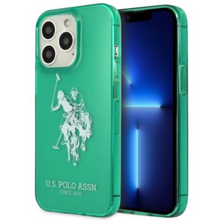 Чехол CG Mobile U. S. Polo Assn. TPU FLUO Logo Bigl horse Hard для iPhone 13 Pro, цвет Зеленый (USHCP13LUHRFN)