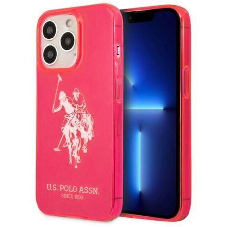 Чехол CG Mobile U. S. Polo Assn. TPU FLUO Logo Bigl horse Hard для iPhone 13 Pro, цвет Розовый (USHCP13LUHRFP)