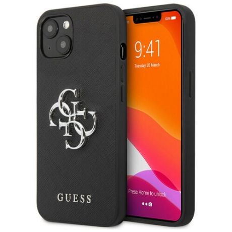 Чехол CG Mobile Guess PU Saffiano 4G Big metal logo Hard для iPhone 13 Mini, цвет Черный (GUHCP13SSA4GSBK)