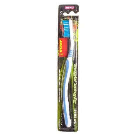Зубная щетка СССР (двухкомпонентная ручка, щетина средняя разноуровневая) цвет голубой