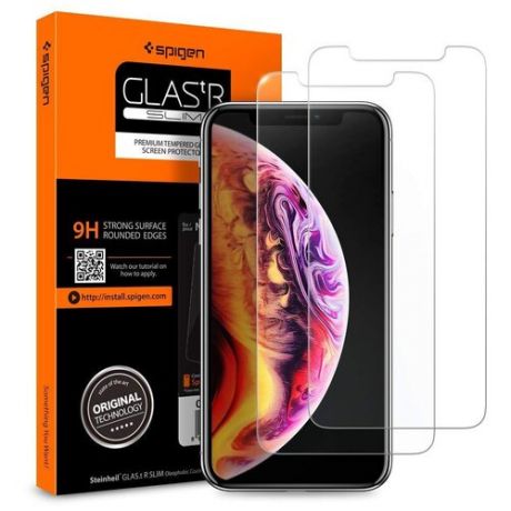 Защитное стекло Spigen Glas. tR SLIM 2 pack (063GL25104) для iPhone X/Xs/11 Pro (Clear)