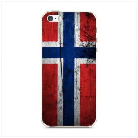 Силиконовый чехол "Флаг Норвегии 1" на Apple iPhone 5/5S/SE / Айфон 5/5S/SE
