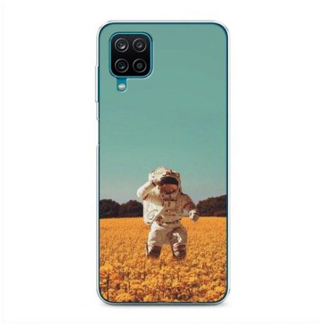 Силиконовый чехол "Космонавт в поле" на Samsung Galaxy A12 / Самсунг Галакси А12