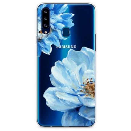 Силиконовый чехол "Голубые клематисы" на Samsung Galaxy A20s / Самсунг Галакси A20s