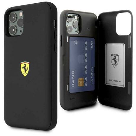 Чехол-накладка для iPhone 11 Pro Max Ferrari On-Track cardslot magnetic Hard TPU/PC, черный (FESOPHCN65BK)