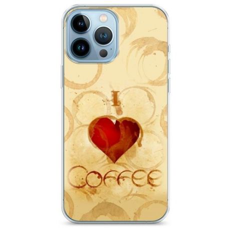 Силиконовый чехол "I love coffee" на Apple iPhone 13 Pro Max / Айфон 13 Про Макс
