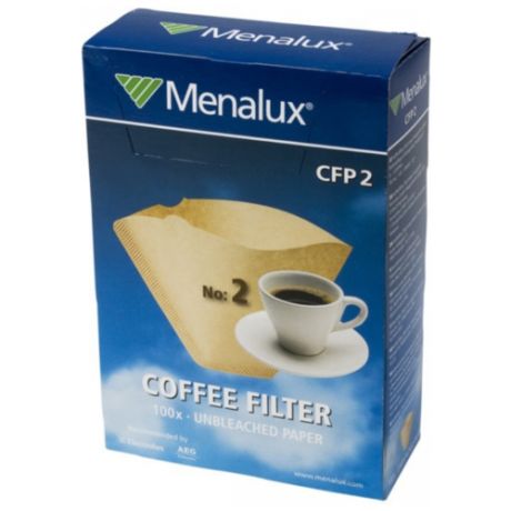 Одноразовые фильтры для капельной кофеварки Menalux CFP2 Неотбеленные Размер 2 (100 шт.)