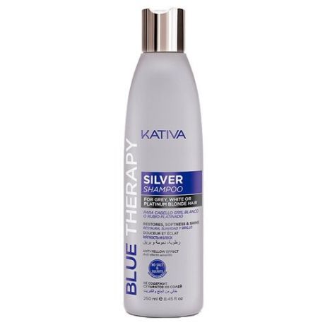 Kativa шампунь Blue Therapy Silver для нейтрализации желтизны осветленных волос, 250 мл