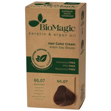 BioMagic стойкая крем-краска для волос keratin & argan oil, 66.21 шоколад со льдом