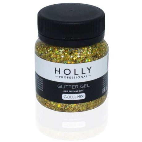 Декоративный гель для волос, лица и тела GLITTER GEL Holly Professional, Gold Mix, 50 мл