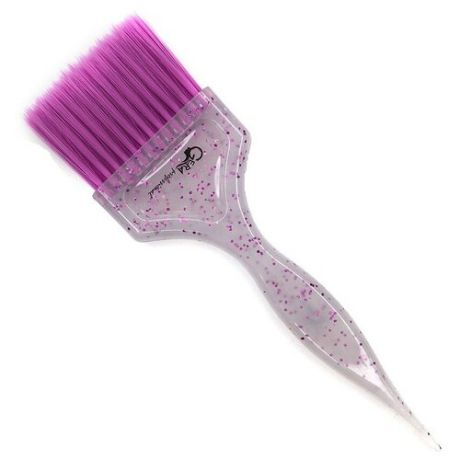 Gera Professional, Кисть "Идеал" мини, светло- фиолетовая щетина, цвет полупрозрачный с фиолетовыми блестками