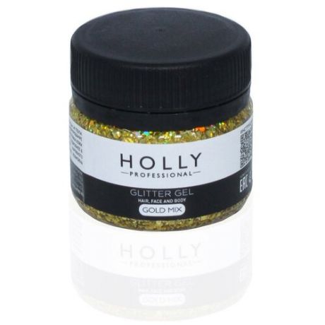 Декоративный гель для волос, лица и тела GLITTER GEL Holly Professional, Gold Mix, 20 мл