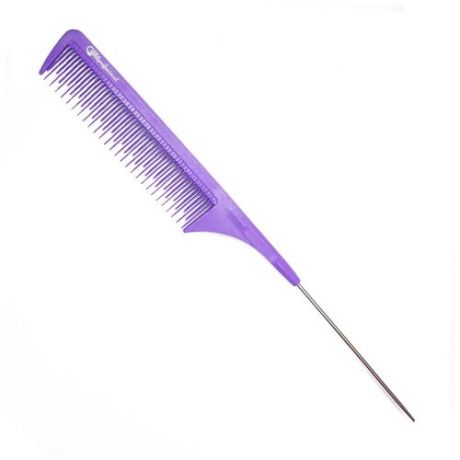 Gera Professional Расческа карбоновая для стрижки волос GPR00304, металлический хвостик, цвет фиолетовый