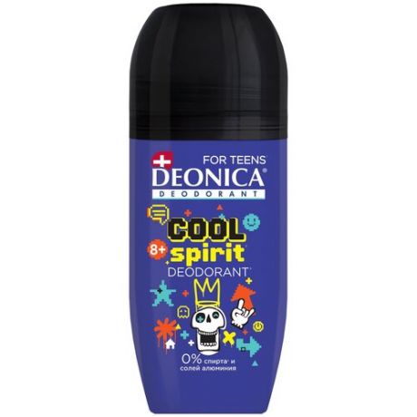 Дезодорант детский Deonica for Teens Дезодорант "Cool Spirit". Ролик, 50 мл. Не содержит солей алюминия, спирта, парабенов. Рекомендован детям от 8 до 14 лет