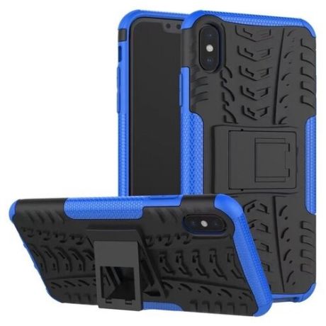Противоударный чехол GSMIN Hybrid Case для iPhone X/XS Силикон + Пластик (Синий)