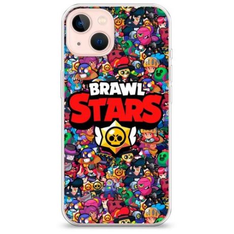 Силиконовый чехол "Все герои Brawl Stars" на Apple iPhone 13 / Айфон 13
