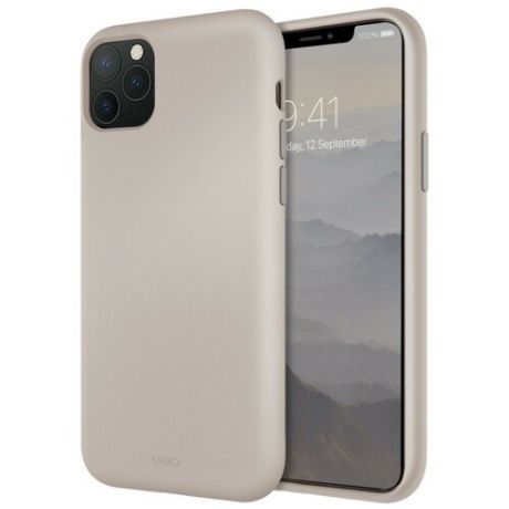 Силиконовый чехол-накладка для iPhone 11 Pro Uniq Lino, бежевый (IP5.8HYB(2019)-LINOHBEG)