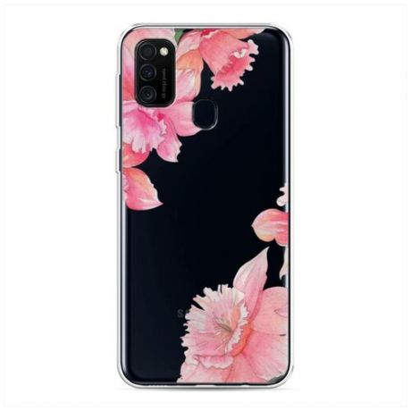 Силиконовый чехол "Розовые цветочные уголки" на Samsung Galaxy M21 / Самсунг Галакси М21