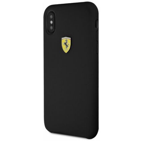 Силиконовый чехол-накладка для iPhone X/XS Ferrari On-Track SF Silicone Case Hard PU, черный (FESSIHCPXBK)