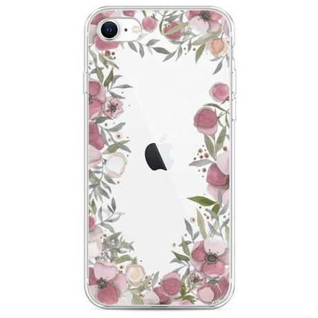 Силиконовый чехол "Розовая цветочная рамка" на Apple iPhone SE 2020 / Айфон SE 2020