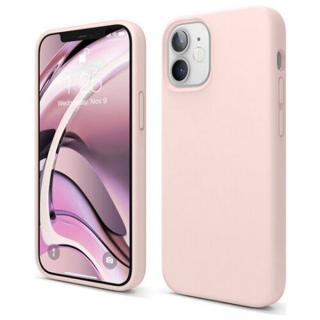 Силиконовый чехол-накладка для iPhone 12 mini Elago Soft silicone case (Liquid), розовый/pink (ES12SC54-LPK)