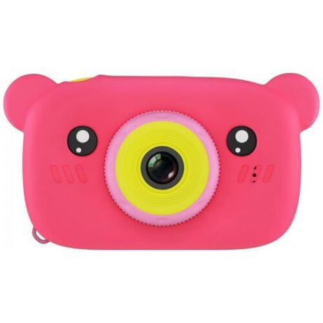 Детский цифровой фотоаппарат GSMIN Fun Camera Bear со встроенной памятью и играми (Розовый)