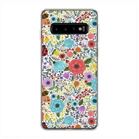 Силиконовый чехол "Жучки цветочки ягодки" на Samsung Galaxy S10 + / Самсунг Галакси S10 Плюс