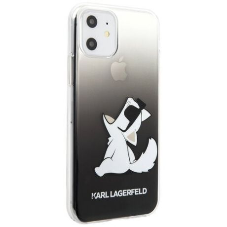 Пластиковый чехол-накладка для iPhone 11 Lagerfeld TPU/PC collection Choupette Fun Hard Gradient, черный