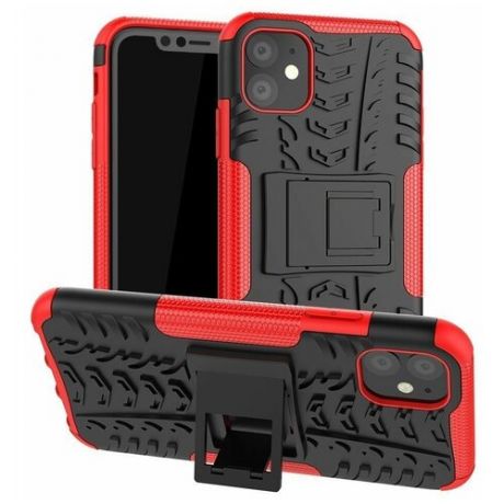 Противоударный чехол GSMIN Hybrid Case для iPhone 11 Силикон + Пластик (Красный)