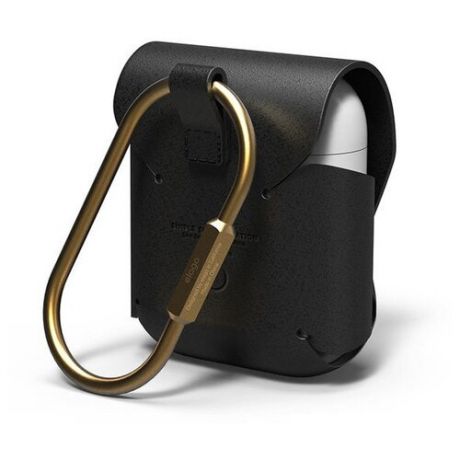 Кожаный чехол для AirPods Elago Genuine leather case, черный (EAPLE-BK)