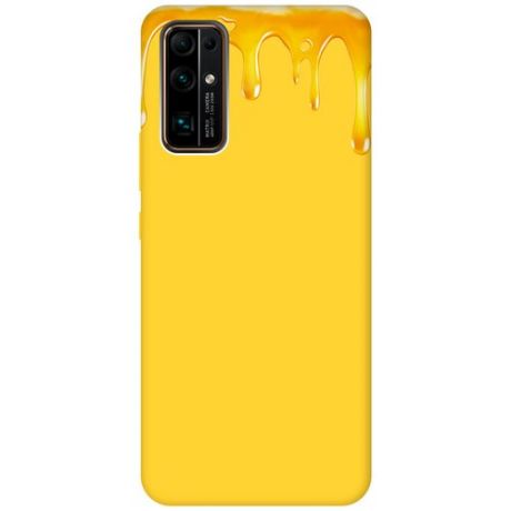 Силиконовый чехол на Honor 30 / Хонор 30 Silky Touch Premium с принтом "Honey" желтый