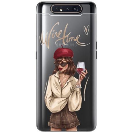 Чехол - накладка Transparent 3D для Samsung Galaxy A80 с принтом "Wine Time"