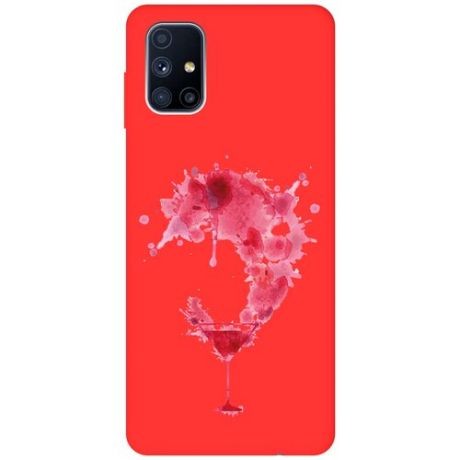 Матовый чехол Cocktail Splash для Samsung Galaxy M51 / Самсунг М51 с 3D эффектом красный