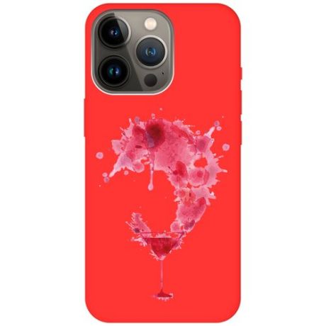 Матовый чехол Cocktail Splash для Apple iPhone 13 Pro / Эпл Айфон 13 Про с 3D эффектом красный