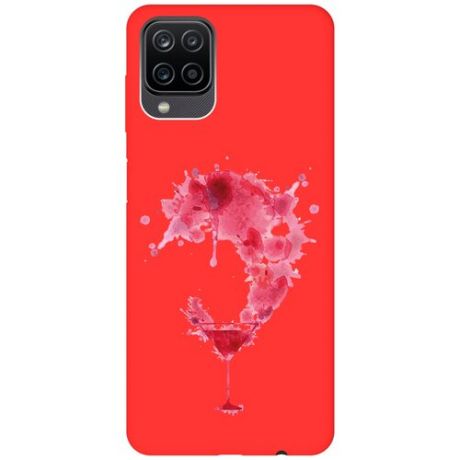 Матовый чехол Cocktail Splash для Samsung Galaxy A12 / M12 / Самсунг А12 / М12 с 3D эффектом красный