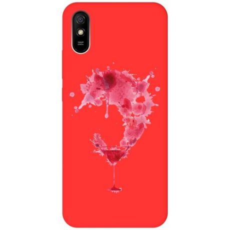 Матовый чехол Cocktail Splash для Xiaomi Redmi 9A / Сяоми Редми 9А с 3D эффектом красный