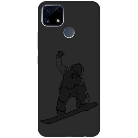 Матовый чехол Snowboarding для Realme C25 / C25S / Рилми С25 / С25с с 3D эффектом черный