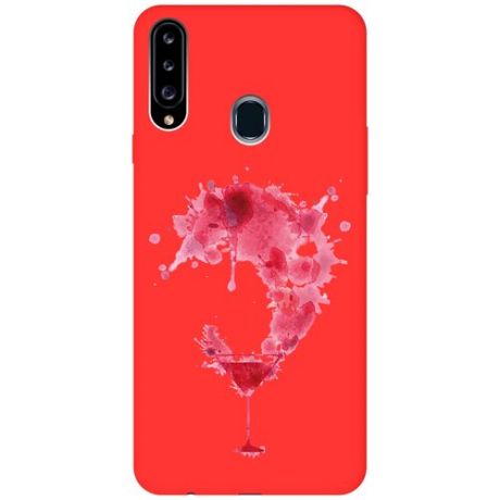 Матовый чехол Cocktail Splash для Samsung Galaxy A20s / Самсунг А20 эс с 3D эффектом красный