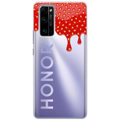 Силиконовый чехол на Honor 30 Pro+ / Хонор 30 Про Плюс с 3D принтом "Honey" прозрачный