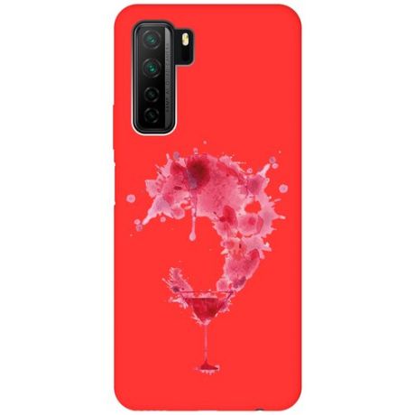 Матовый чехол Cocktail Splash для Huawei Nova 7 SE / Honor 30S / Хонор 30 эс с 3D эффектом красный