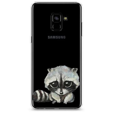Силиконовый чехол "Большеглазый енот" на Samsung Galaxy A8 + / Самсунг Галакси А8 Плюс 2018