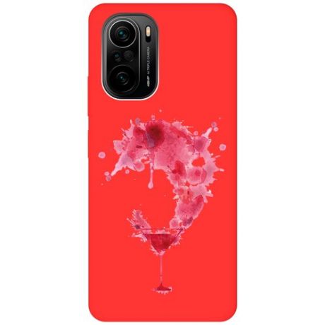 Матовый чехол Cocktail Splash для Xiaomi Poco F3 / Сяоми Поко Ф3 с 3D эффектом красный
