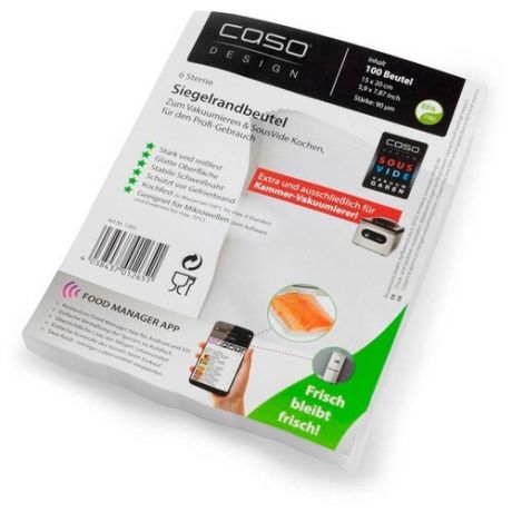 Пакеты для камерного вакуумного упаковщика CASO 6 Sterne 15*20, 100 шт.