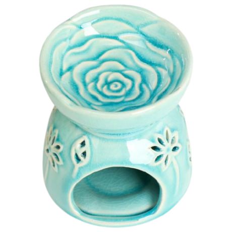 Аромалампа керамика "Лотосы" голубая 11,2х10х10 см