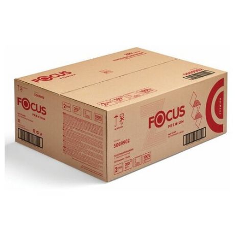 Полотенца бумажные для держателя 2-слойные Focus H2 Extra, листовые Z-сложения, 20 пачек по 200 листов, растворимые (5048677)