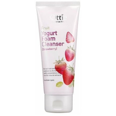 Ottie фруктовая очищающая пенка с экстрактом клубники Fruits Yogurt Foam Cleanser Strawberry, 150 мл