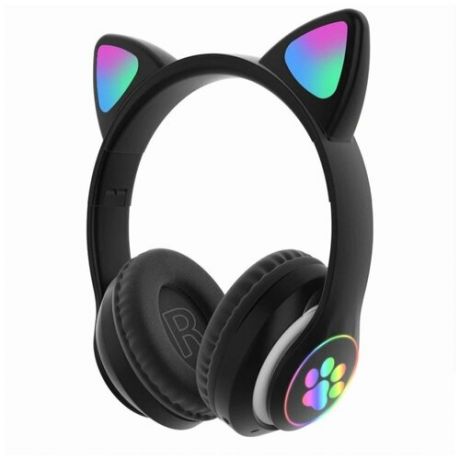 Беспроводные светящиеся наушники с ушками кошки Wireless Heads CAT (черные)