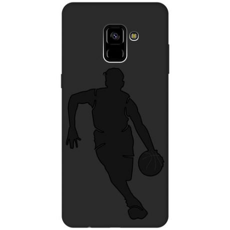 Матовый чехол Basketball для Samsung Galaxy A8+ (2018) / Самсунг А8 Плюс 2018 с эффектом блика черный