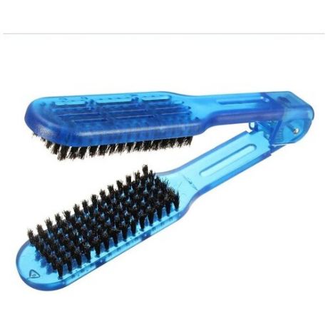 Расческа для выпрямления волос с натуральной щетиной и керамическим покрытием, щетка для укладки, синяя