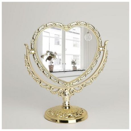Зеркало настольное, двустороннее, с увеличением, зеркальная поверхность — 11 × 15,5 см, цвет серебристый